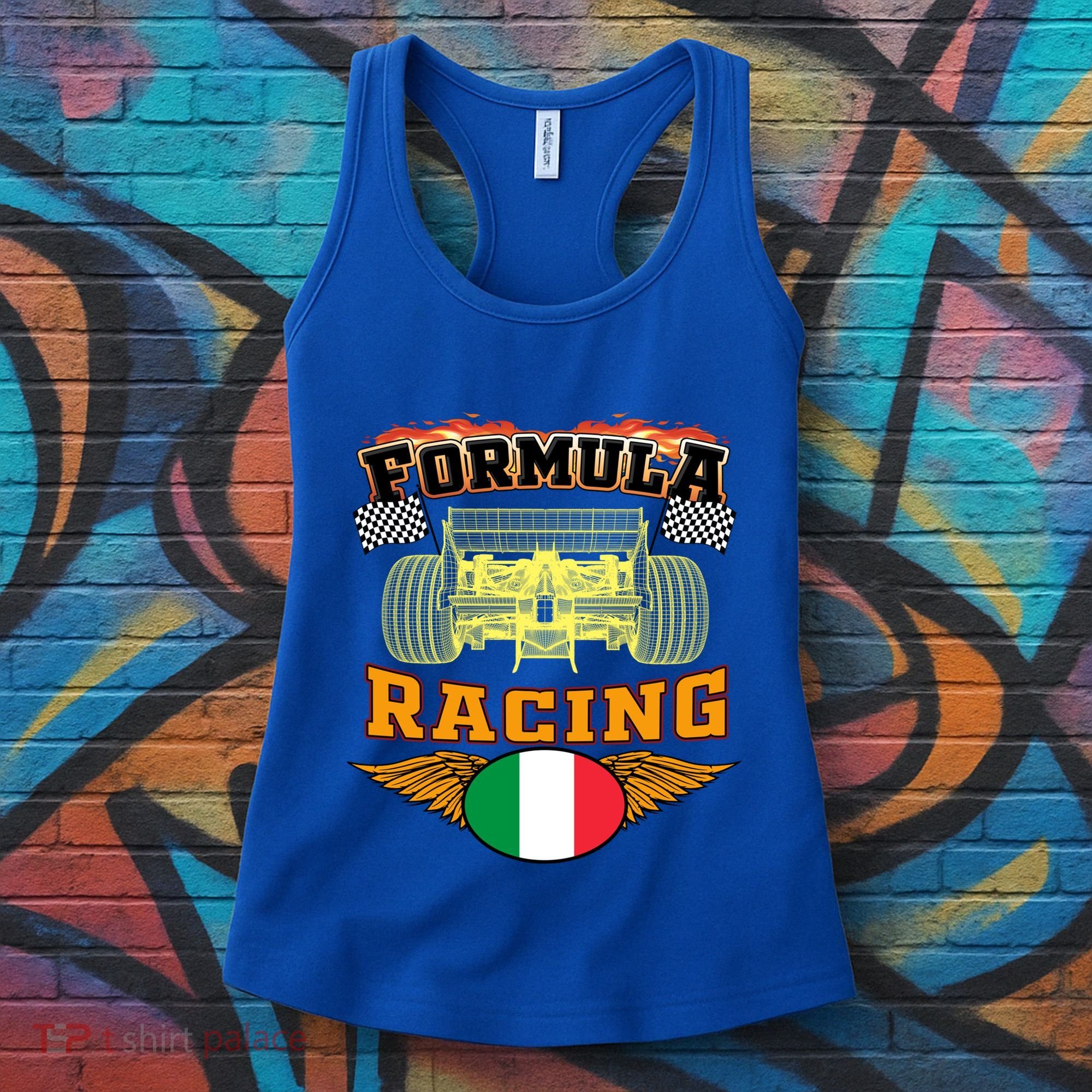 Italian Auto Race Italy Flag Formula Racing Car Blueprint Cute Gift Women's Tank Top