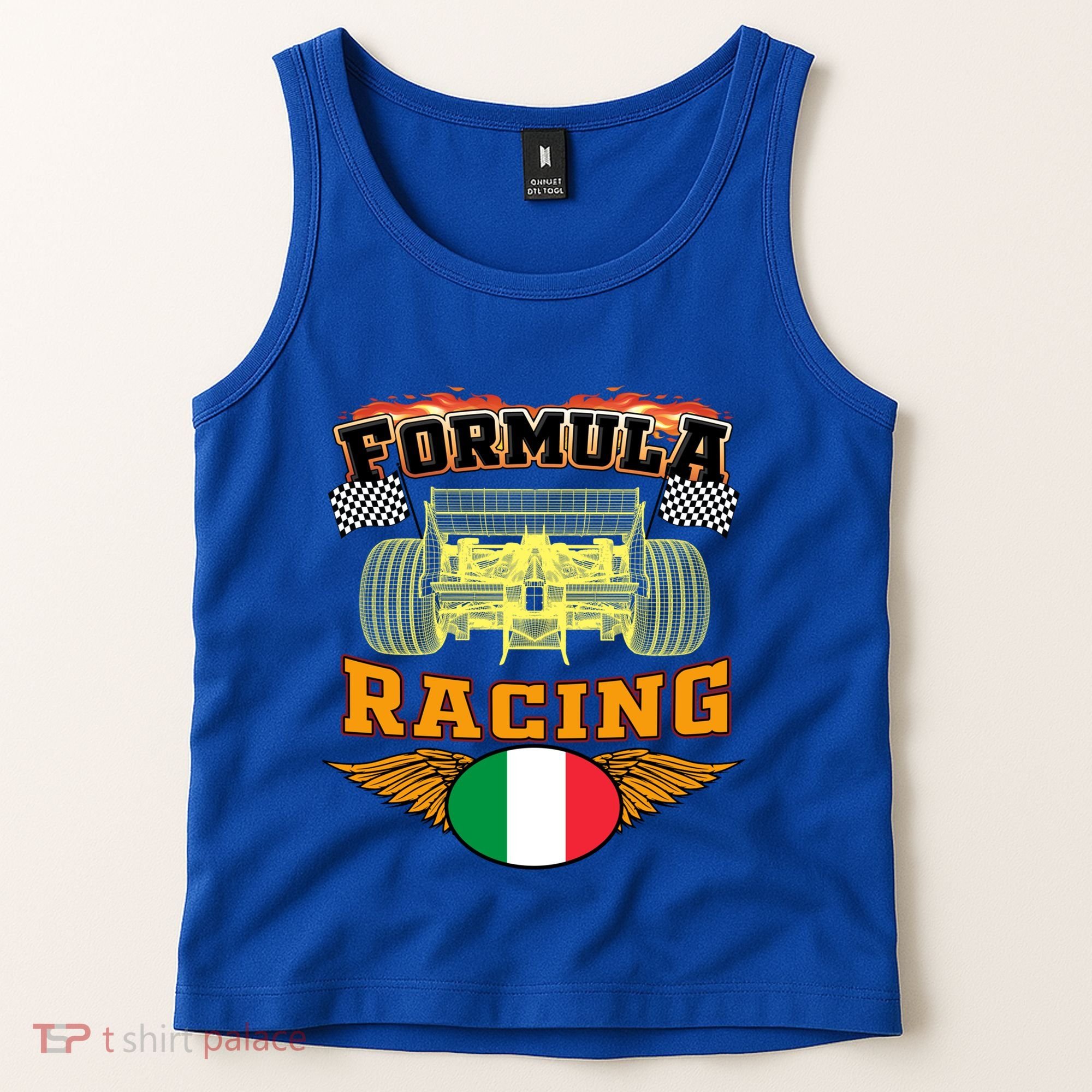 Italian Auto Race Italy Flag Formula Racing Car Blueprint Cute Gift Tank Top