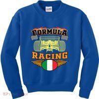 Italian Auto Race Italy Flag Formula Racing Car Blueprint Cute Gift Kids Sweatshirt thumb 0