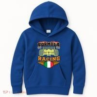 Italian Auto Race Italy Flag Formula Racing Car Blueprint Cute Gift Kids Hoodie thumb 0