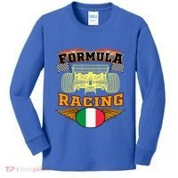 Italian Auto Race Italy Flag Formula Racing Car Blueprint Cute Gift Kids Long Sleeve Shirt thumb 0