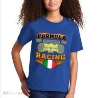 Italian Auto Race Italy Flag Formula Racing Car Blueprint Cute Gift Kids T-Shirt thumb 2