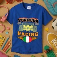 Italian Auto Race Italy Flag Formula Racing Car Blueprint Cute Gift Kids T-Shirt thumb 3
