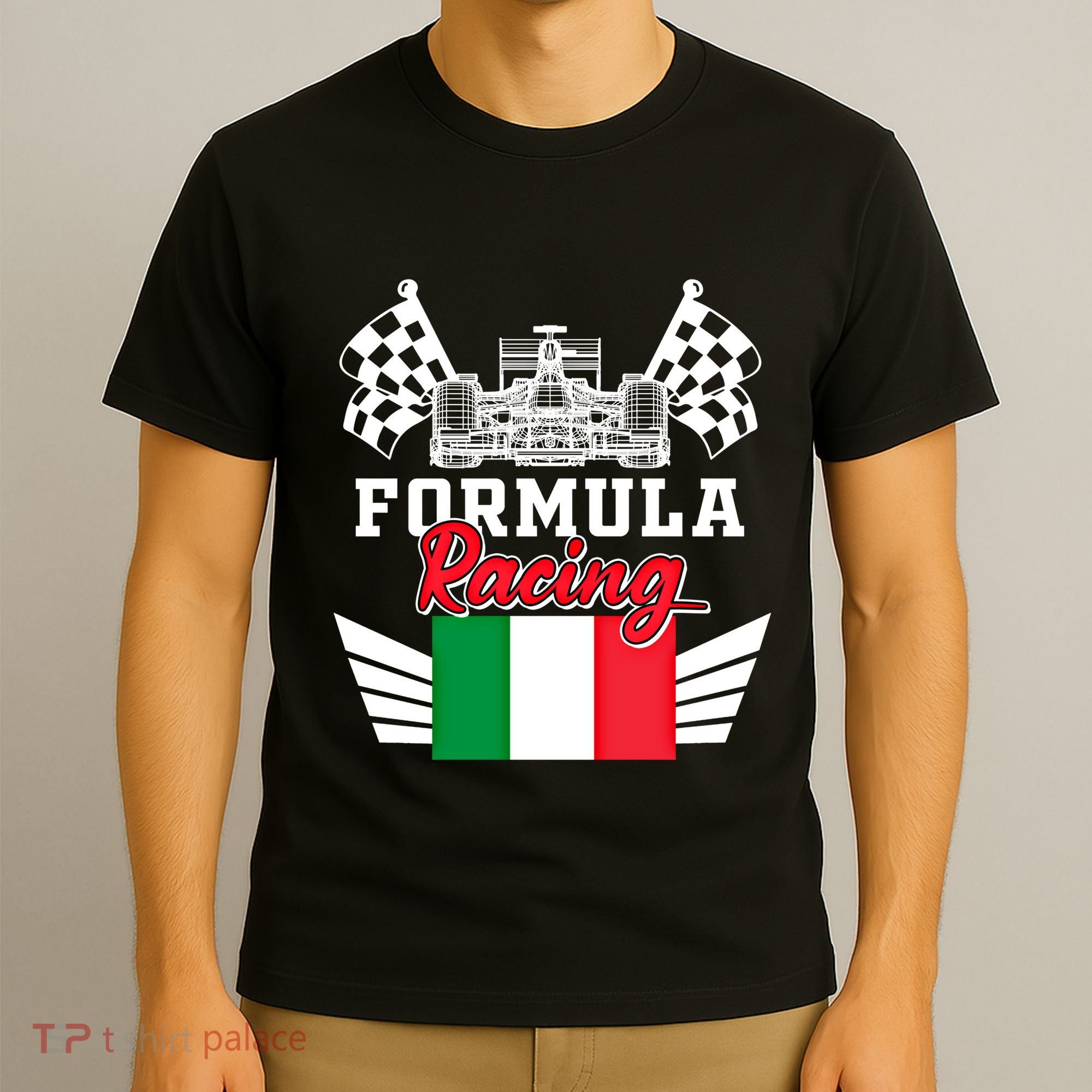 Italian Auto Race Italy Flag Formula Racing Car Blueprint Meaningful Gift T-Shirt