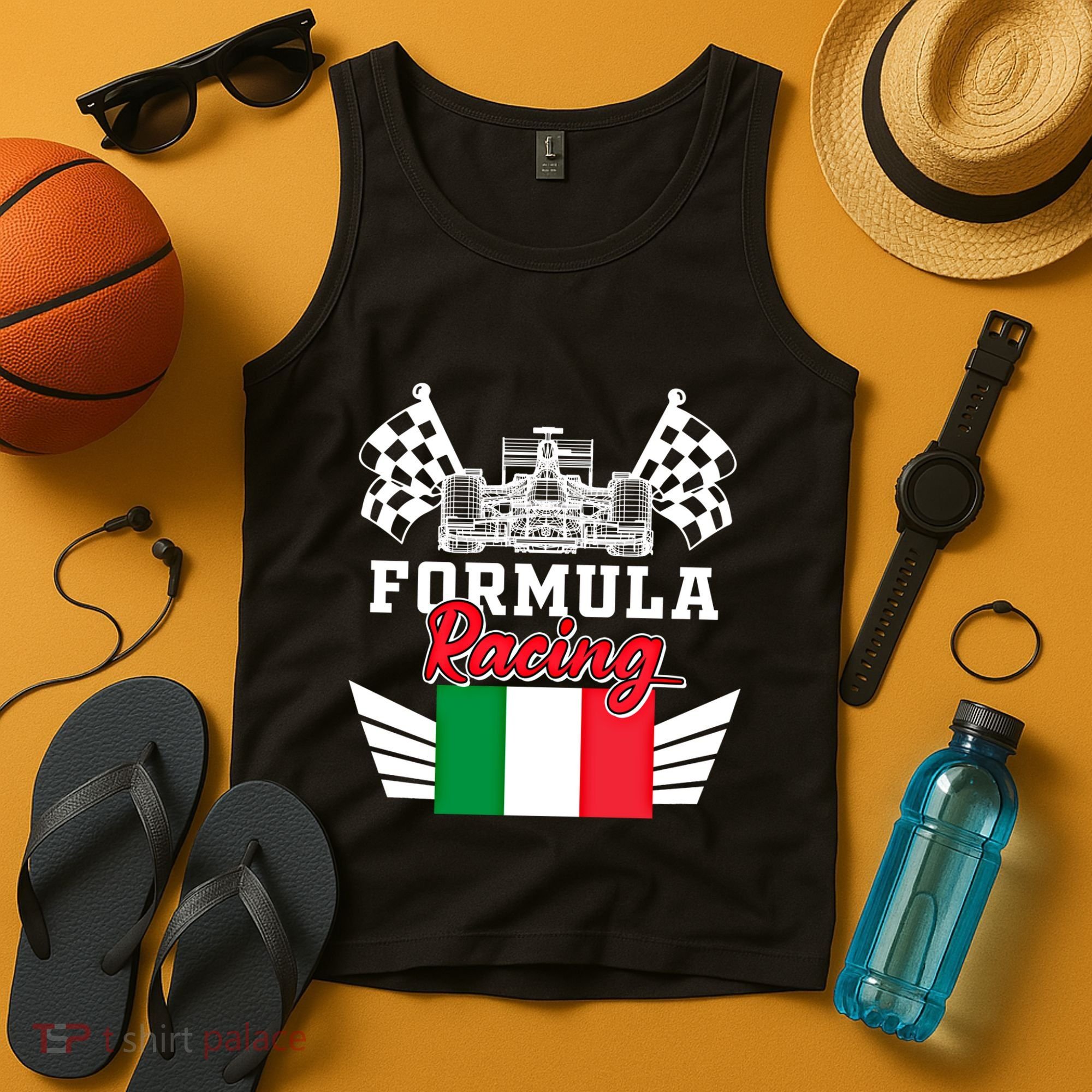 Italian Auto Race Italy Flag Formula Racing Car Blueprint Meaningful Gift Tank Top