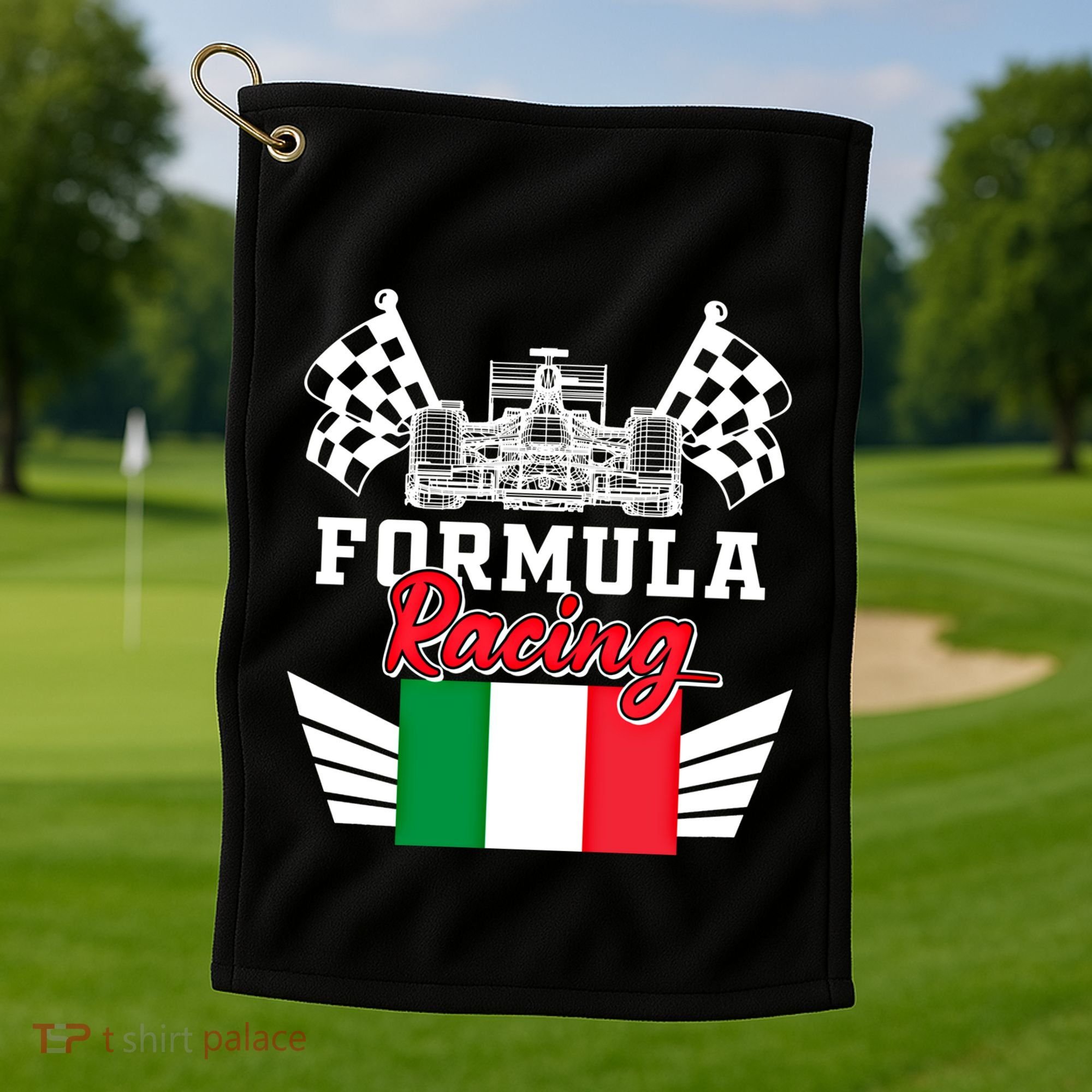 Italian Auto Race Italy Flag Formula Racing Car Blueprint Meaningful Gift Golf Towel