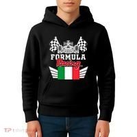 Italian Auto Race Italy Flag Formula Racing Car Blueprint Meaningful Gift Kids Hoodie thumb 4
