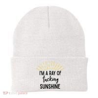I'm A Ray Of Tucking Sunshine Sun Cute Funny Sayings Class Gift Beanie thumb 0