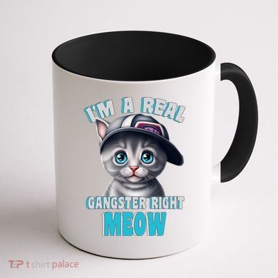 I'm A Real Gangster Right Meow Cute Kitten Coffee Mug back
