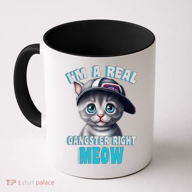 I'm A Real Gangster Right Meow Cute Kitten Coffee Mug