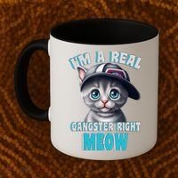 I'm A Real Gangster Right Meow Cute Kitten Coffee Mug thumb 2