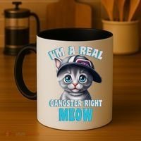 I'm A Real Gangster Right Meow Cute Kitten Coffee Mug thumb 4