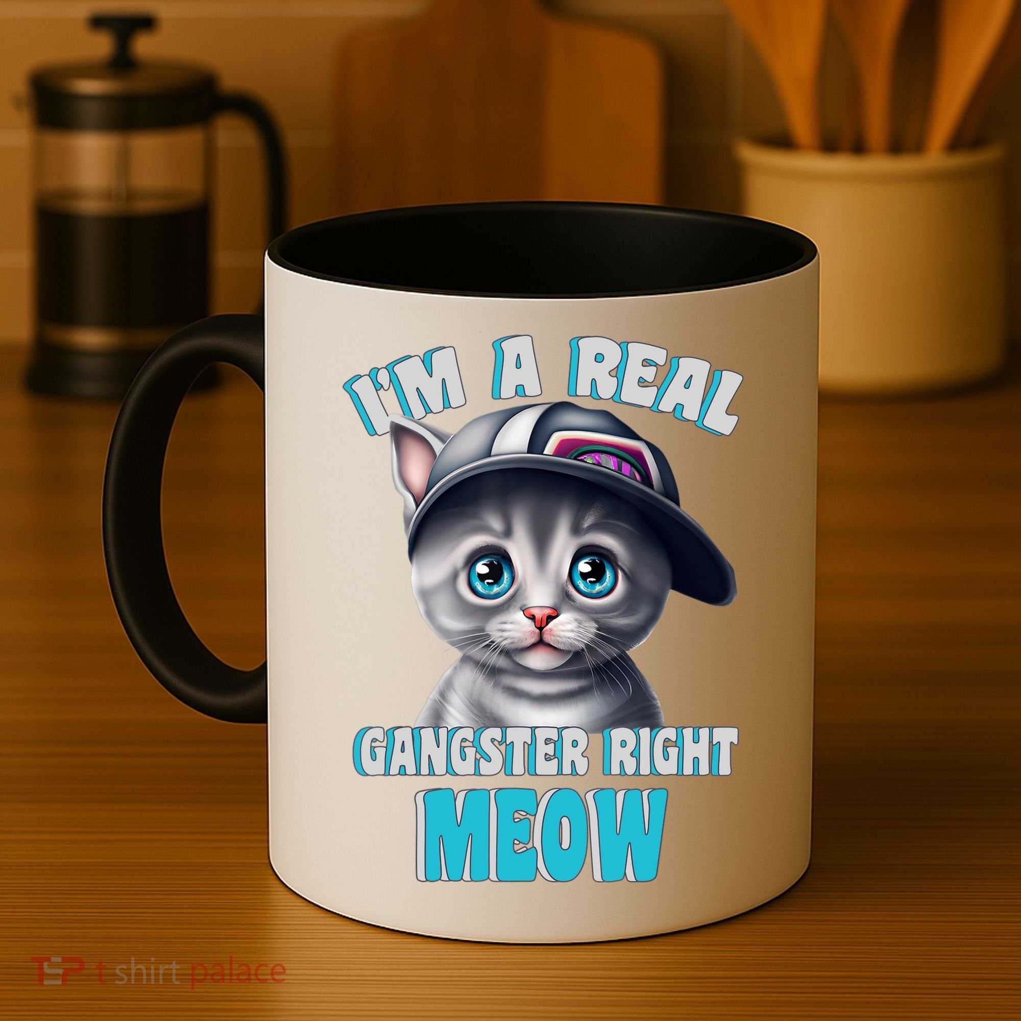 I'm A Real Gangster Right Meow Cute Kitten Coffee Mug