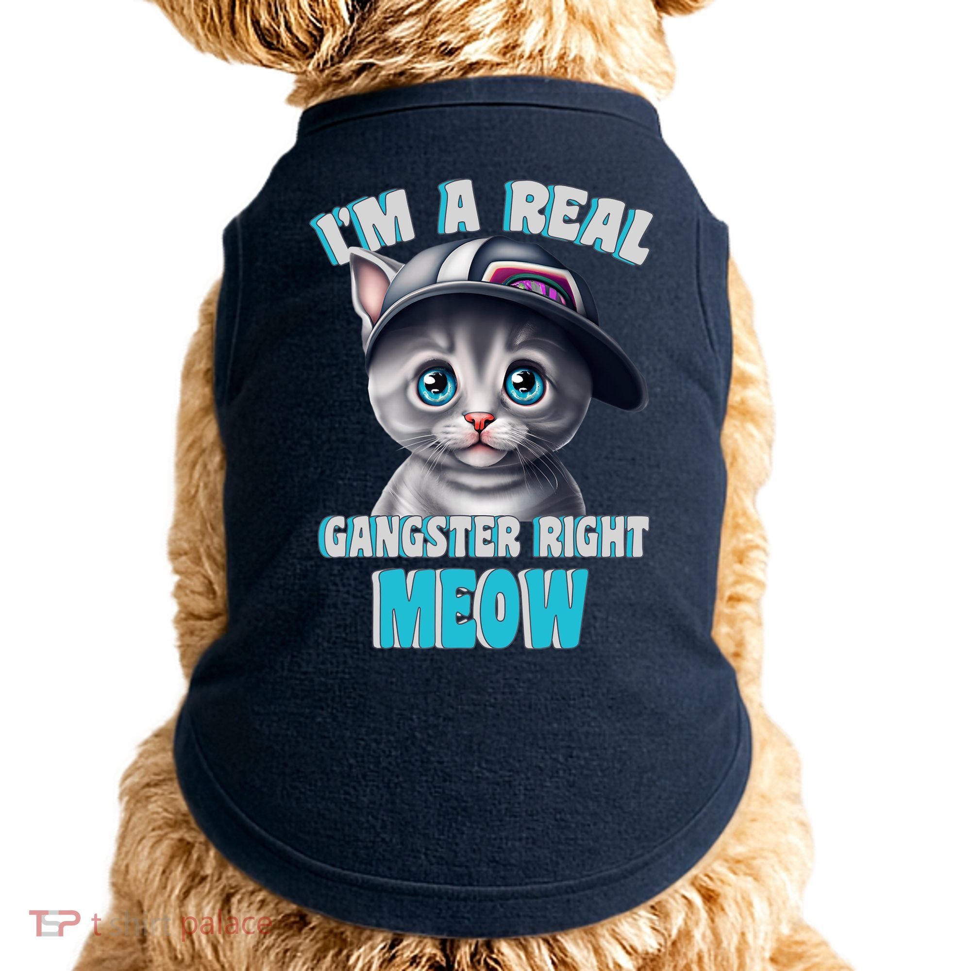 I'm A Real Gangster Right Meow Cute Kitten Doggie Tank