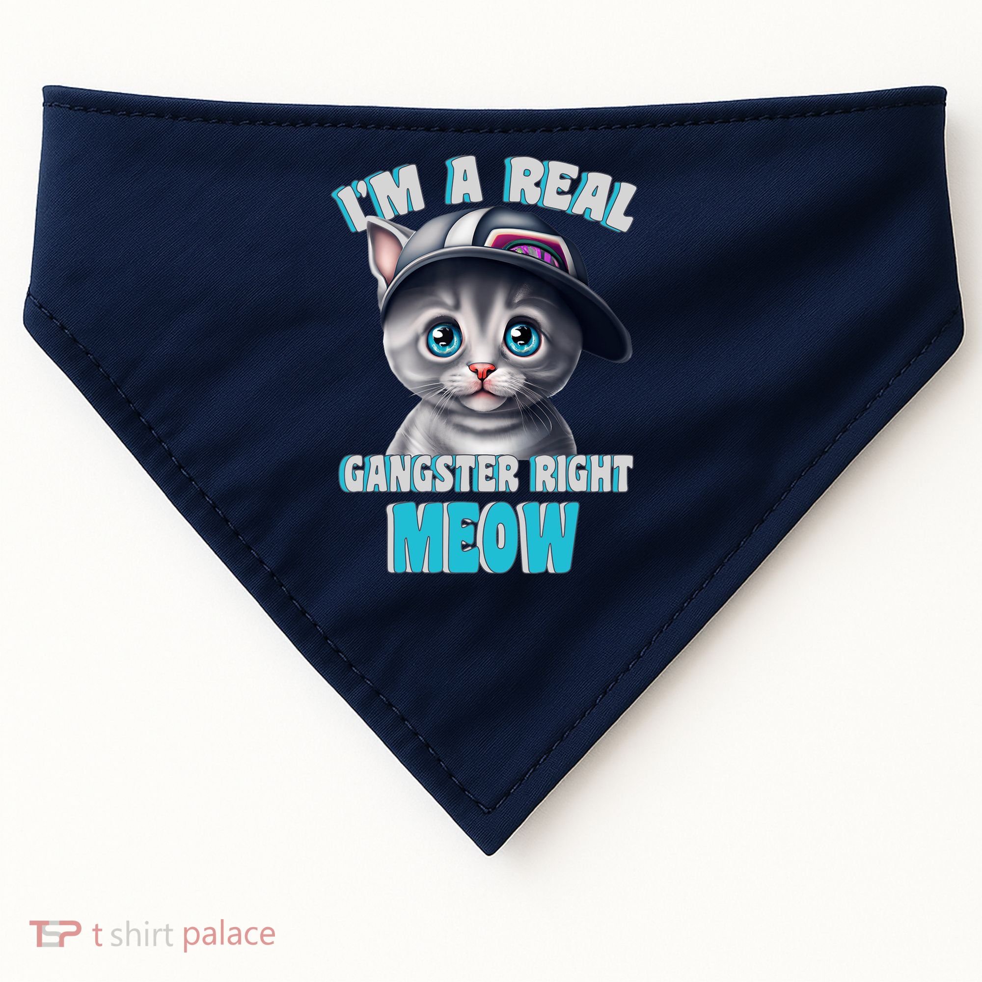 I'm A Real Gangster Right Meow Cute Kitten USA-Made Doggie Bandana
