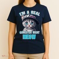 I'm A Real Gangster Right Meow Cute Kitten T-Shirt thumb 4