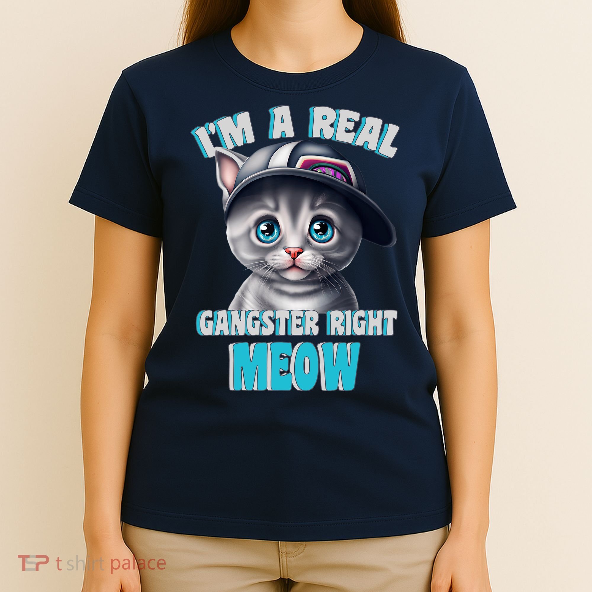 I'm A Real Gangster Right Meow Cute Kitten T-Shirt
