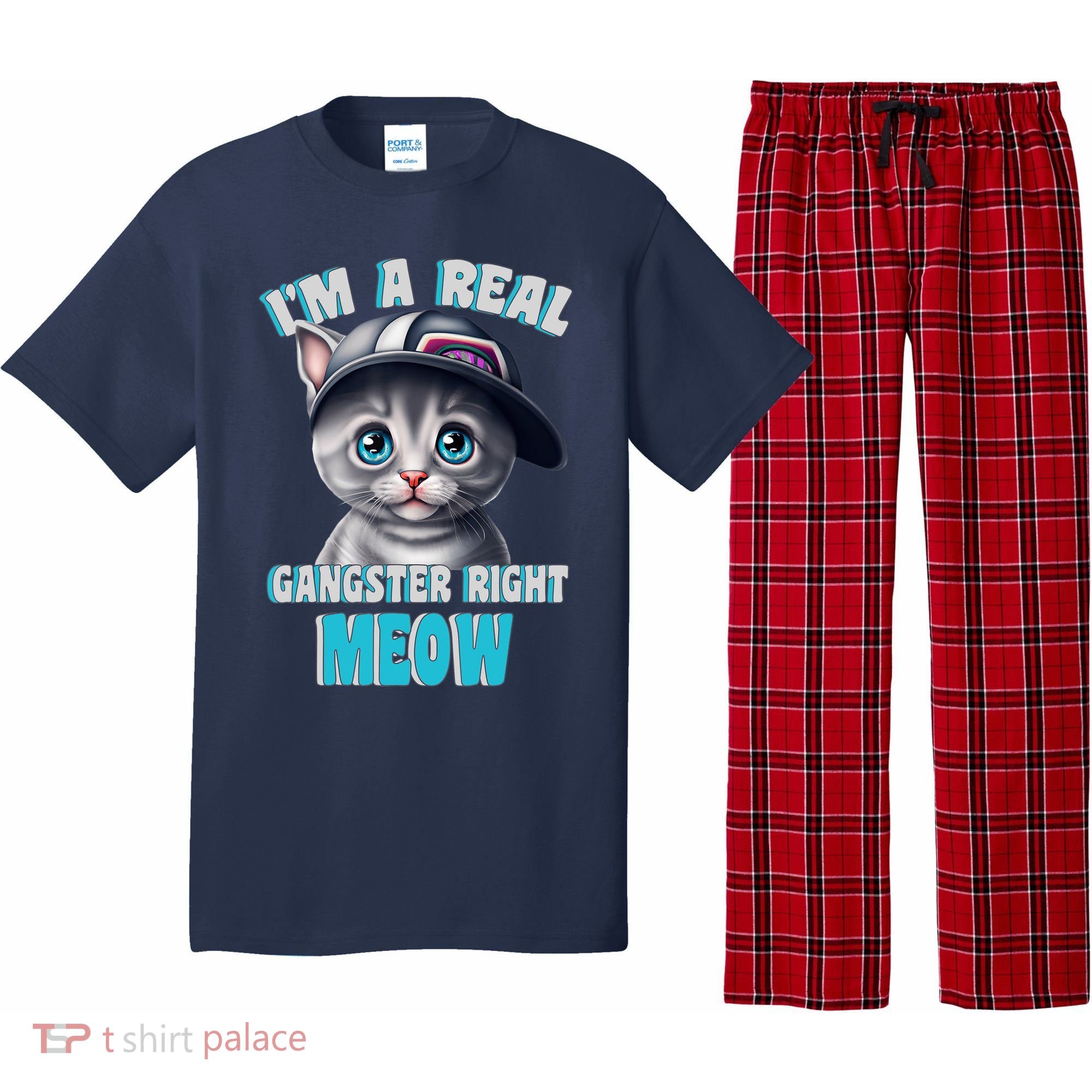 I'm A Real Gangster Right Meow Cute Kitten Pajama Set