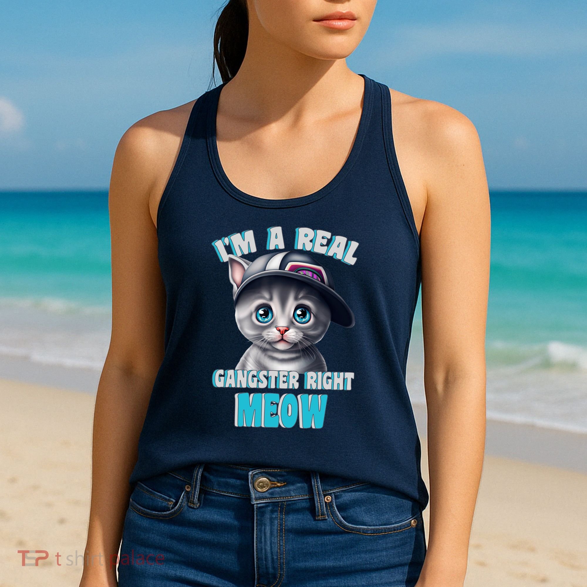 I'm A Real Gangster Right Meow Cute Kitten Women's Tank Top