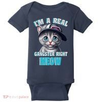 I'm A Real Gangster Right Meow Cute Kitten Baby Bodysuit thumb 0