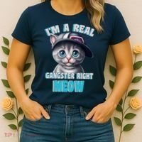 I'm A Real Gangster Right Meow Cute Kitten Women's T-Shirt thumb 2