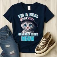 I'm A Real Gangster Right Meow Cute Kitten Women's T-Shirt thumb 3