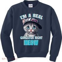 I'm A Real Gangster Right Meow Cute Kitten Kids Sweatshirt thumb 0