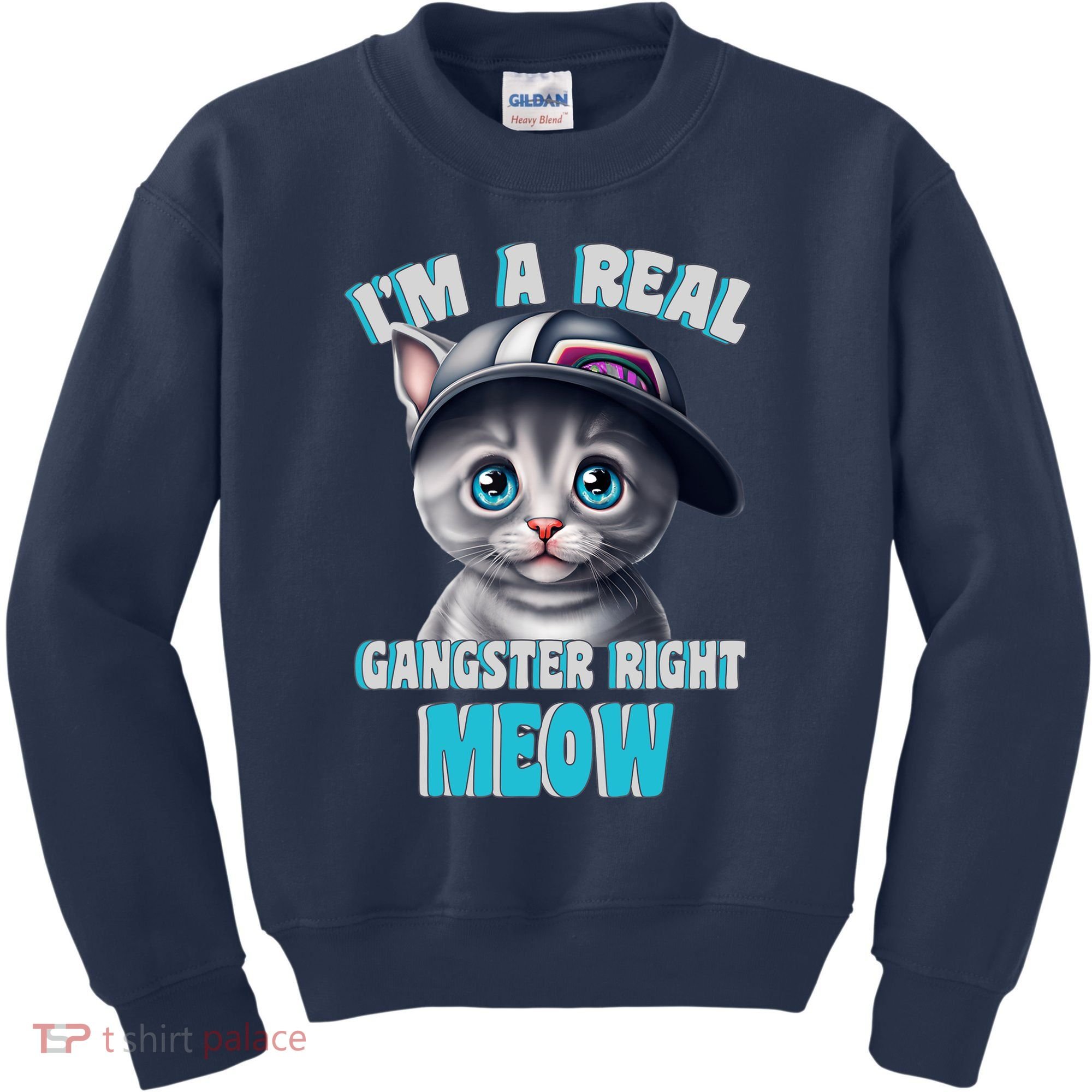 I'm A Real Gangster Right Meow Cute Kitten Kids Sweatshirt