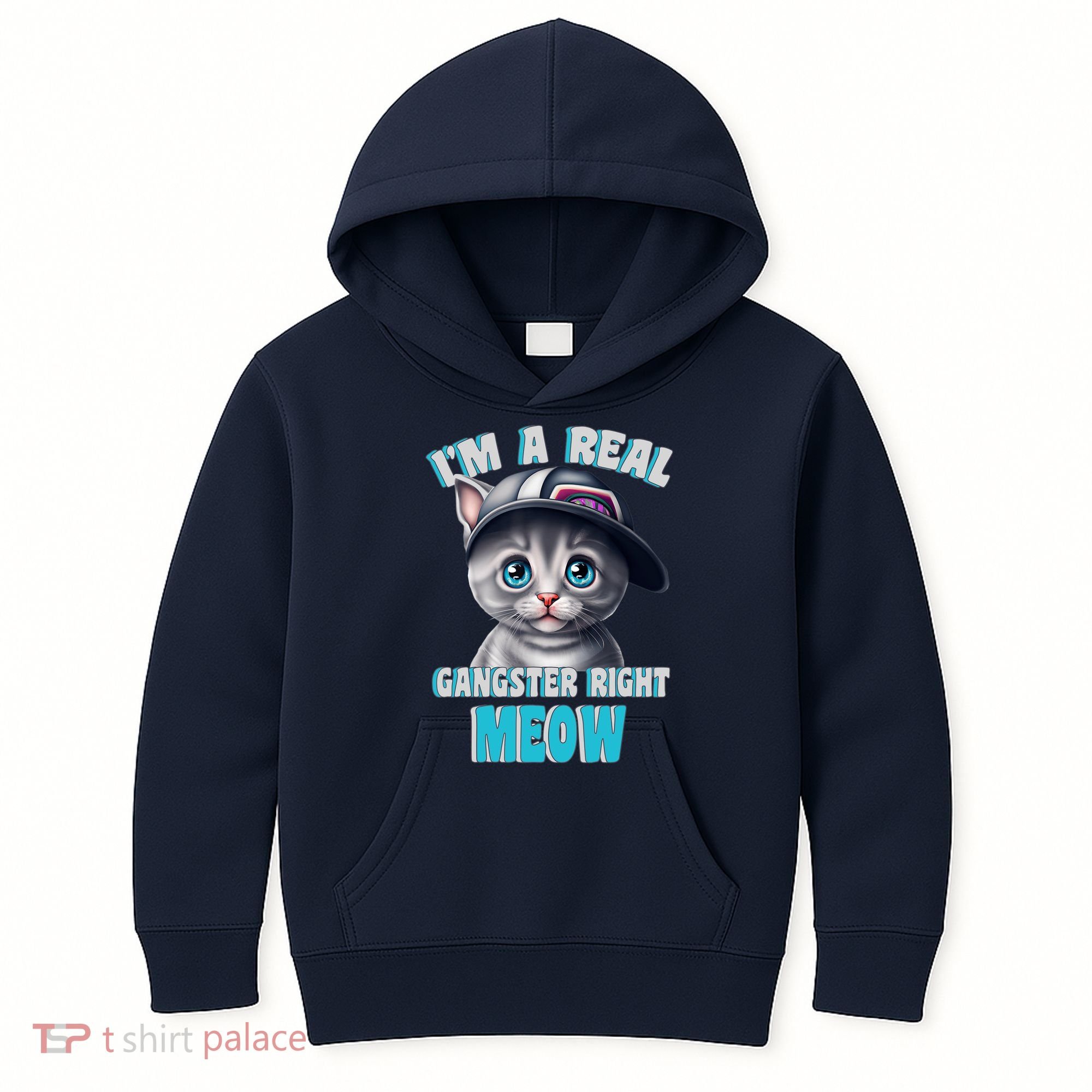 I'm A Real Gangster Right Meow Cute Kitten Kids Hoodie