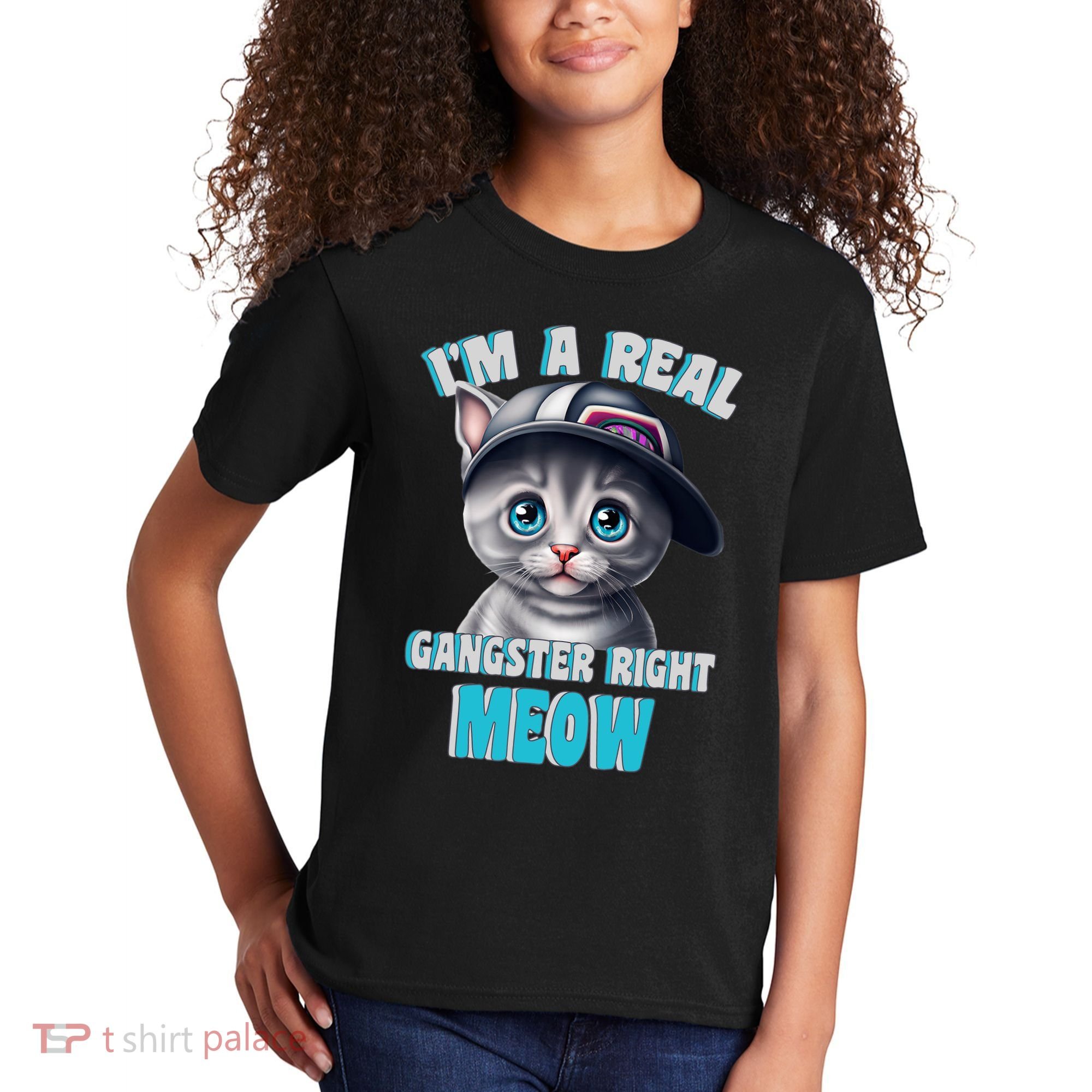 I'm A Real Gangster Right Meow Cute Kitten Kids T-Shirt