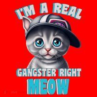I'm A Real Gangster Right Meow Cute Kitten Santa Hat thumb 1