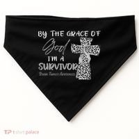 I'm A Survivor Brain Tumor Awareness Grey Ribbon USA-Made Doggie Bandana thumb 0