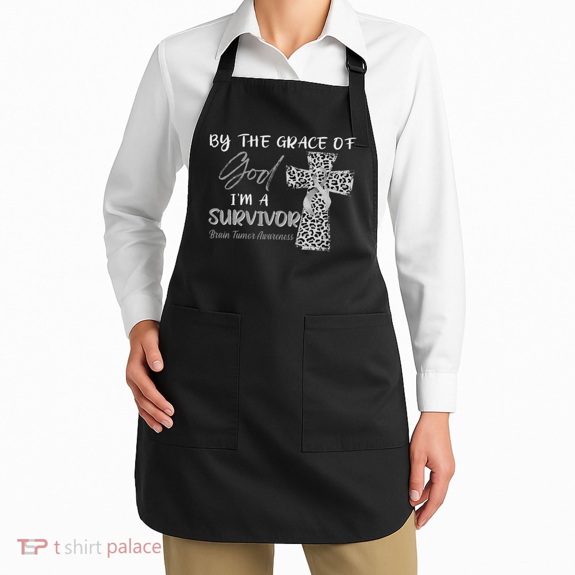 I'm A Survivor Brain Tumor Awareness Grey Ribbon Apron