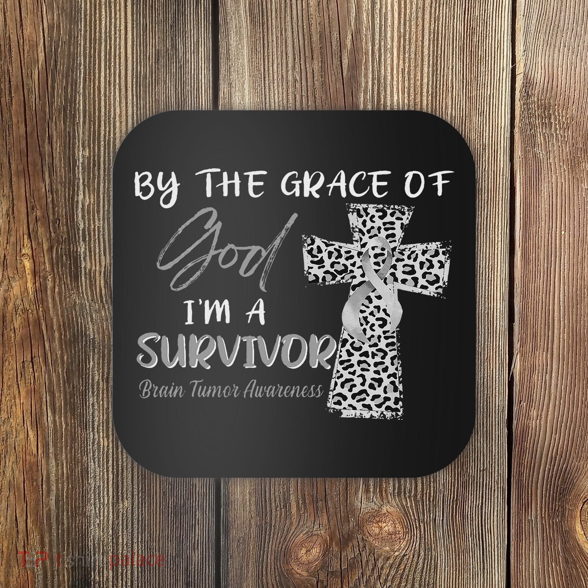 I'm A Survivor Brain Tumor Awareness Grey Ribbon Coaster