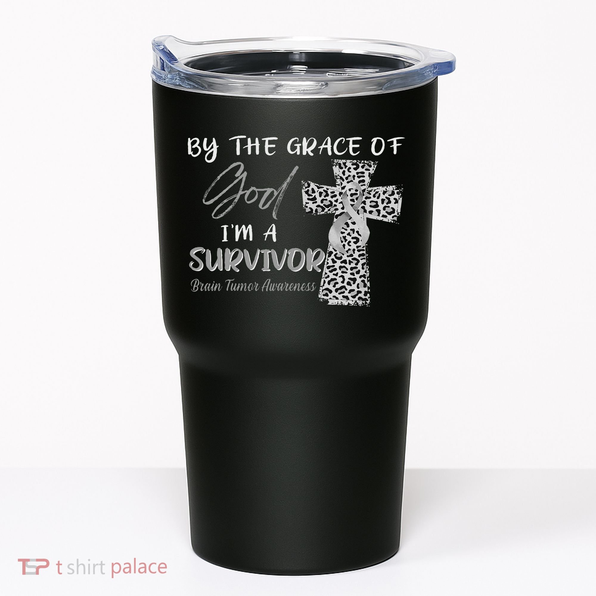 I'm A Survivor Brain Tumor Awareness Grey Ribbon Tumbler