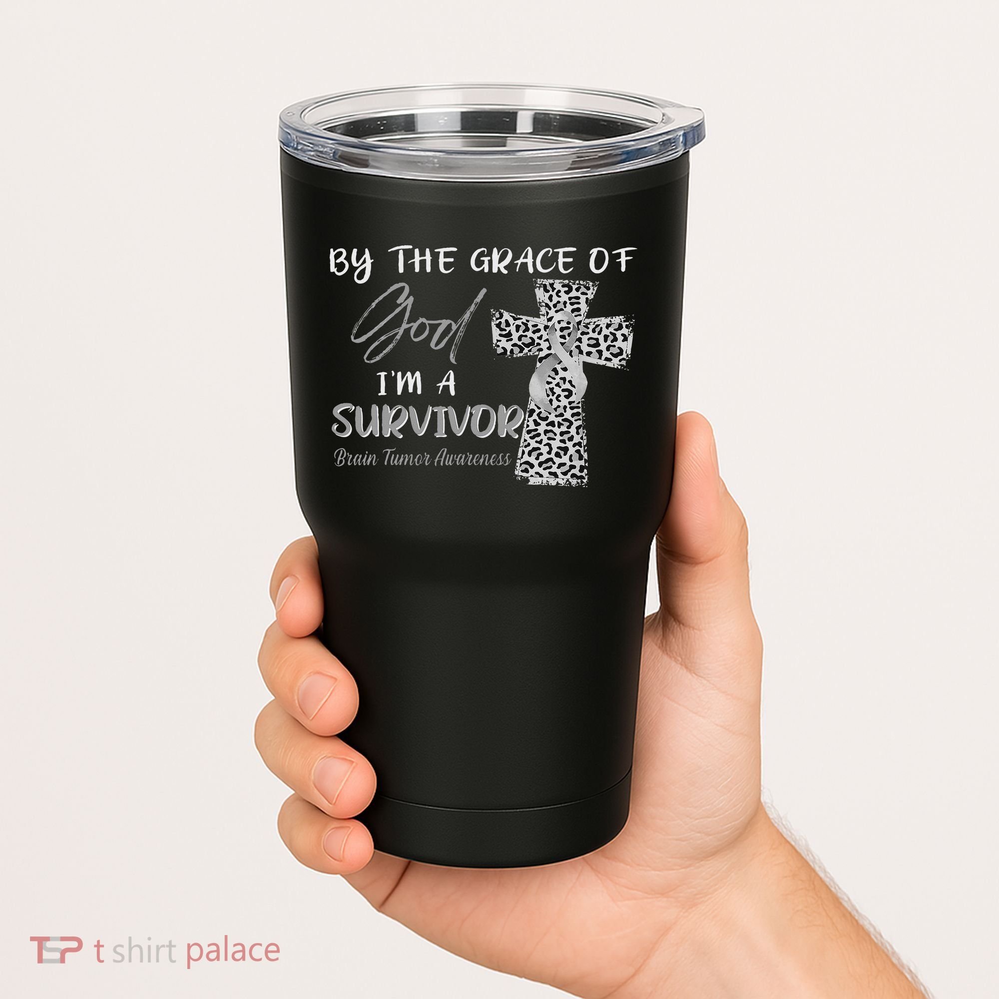 I'm A Survivor Brain Tumor Awareness Grey Ribbon Tumbler