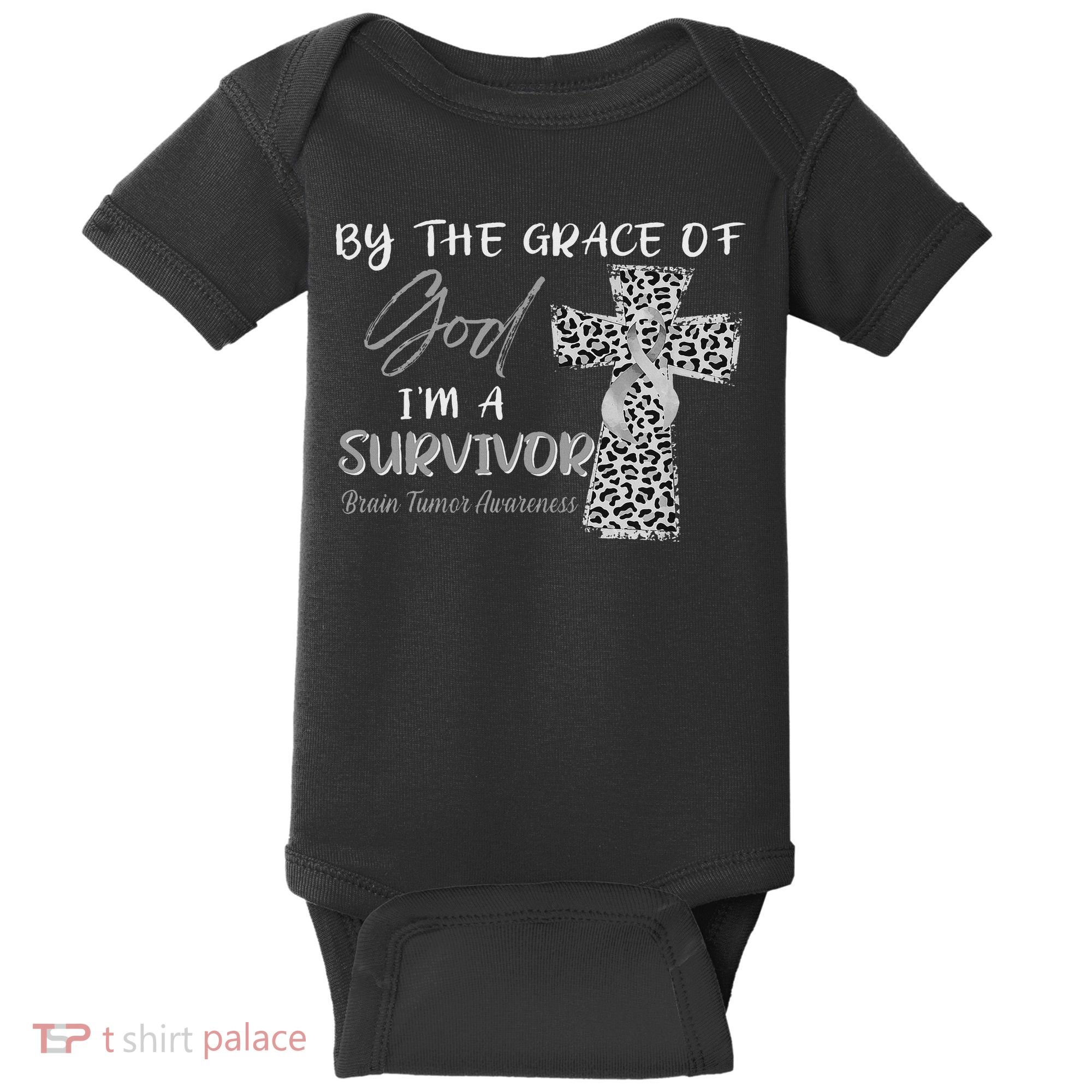 I'm A Survivor Brain Tumor Awareness Grey Ribbon Baby Bodysuit