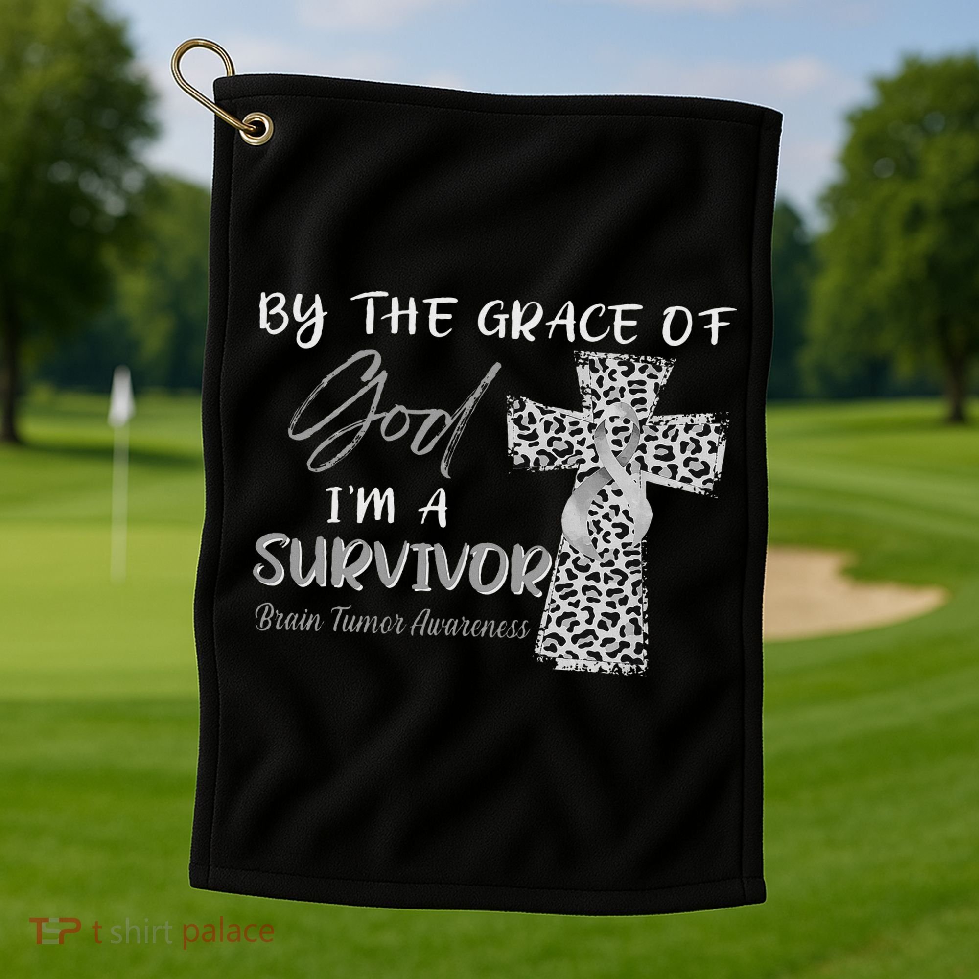 I'm A Survivor Brain Tumor Awareness Grey Ribbon Golf Towel