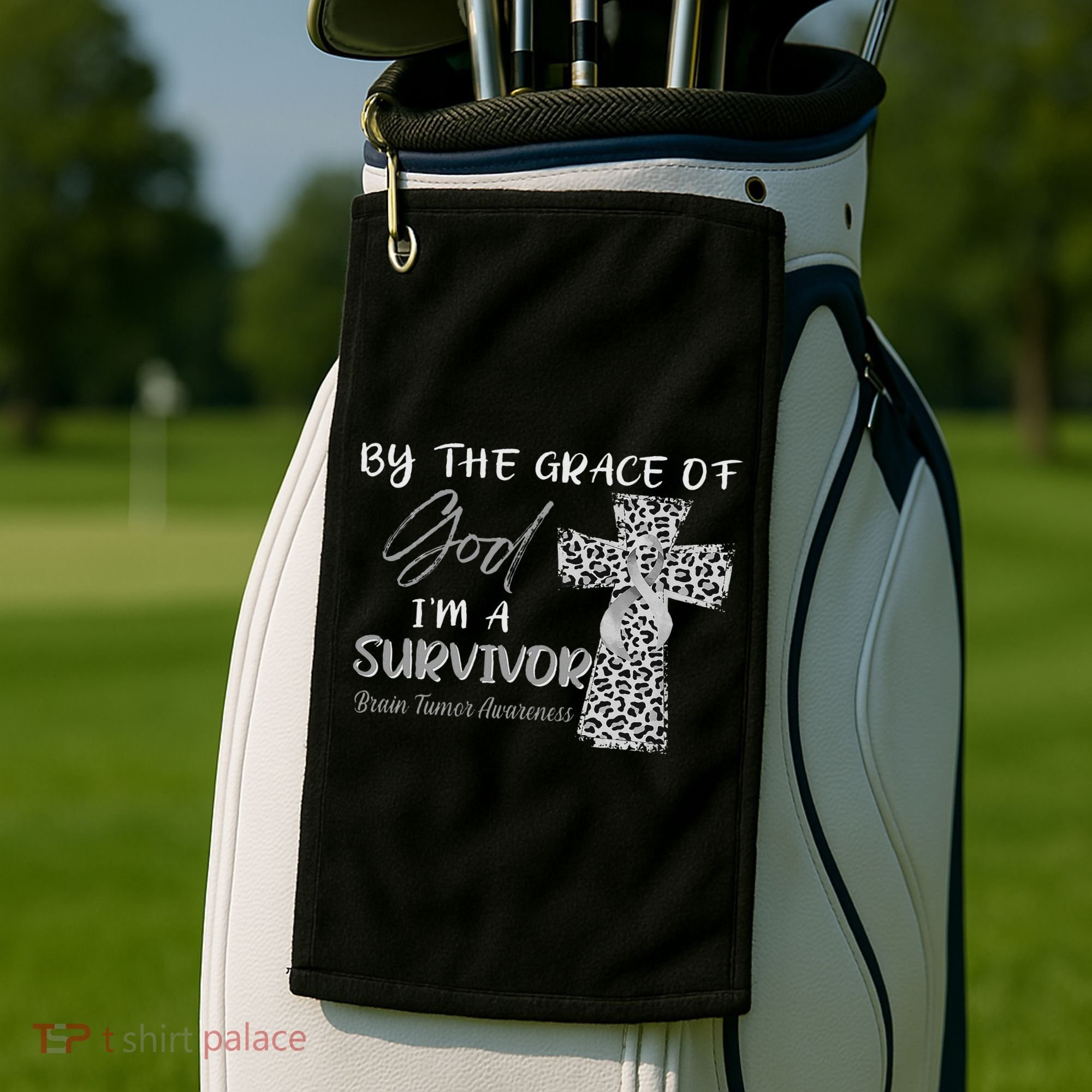 I'm A Survivor Brain Tumor Awareness Grey Ribbon Golf Towel