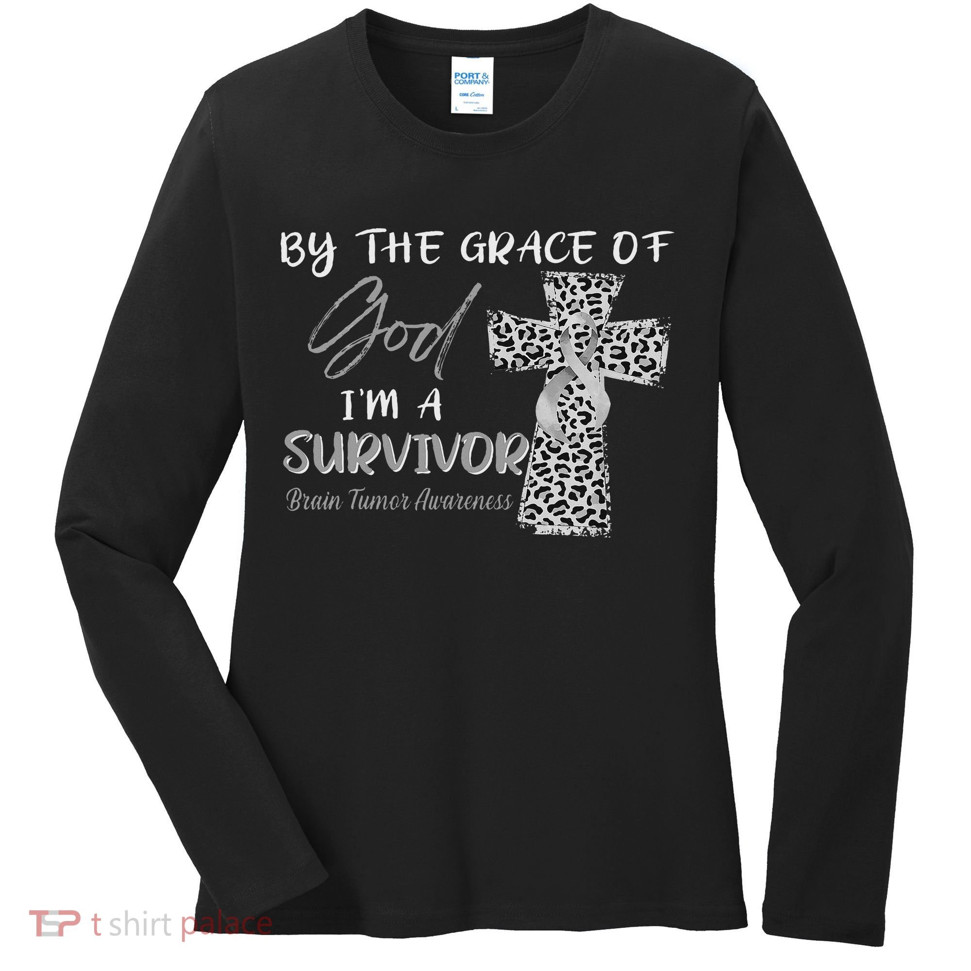 I'm A Survivor Brain Tumor Awareness Grey Ribbon Women's Long Sleeve Shirt