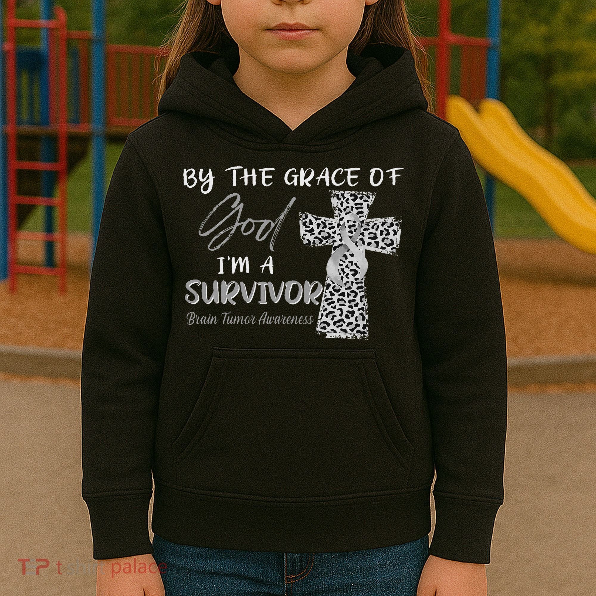 I'm A Survivor Brain Tumor Awareness Grey Ribbon Kids Hoodie