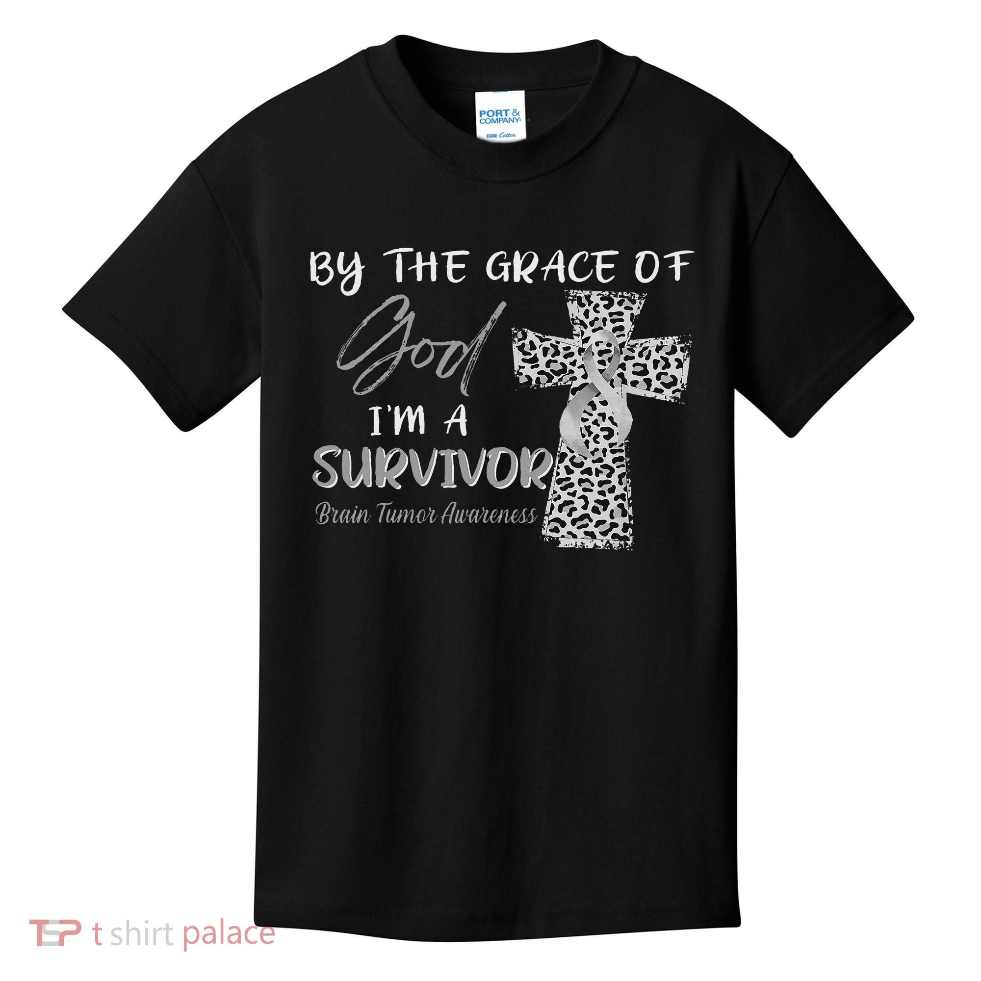 I'm A Survivor Brain Tumor Awareness Grey Ribbon Kids T-Shirt