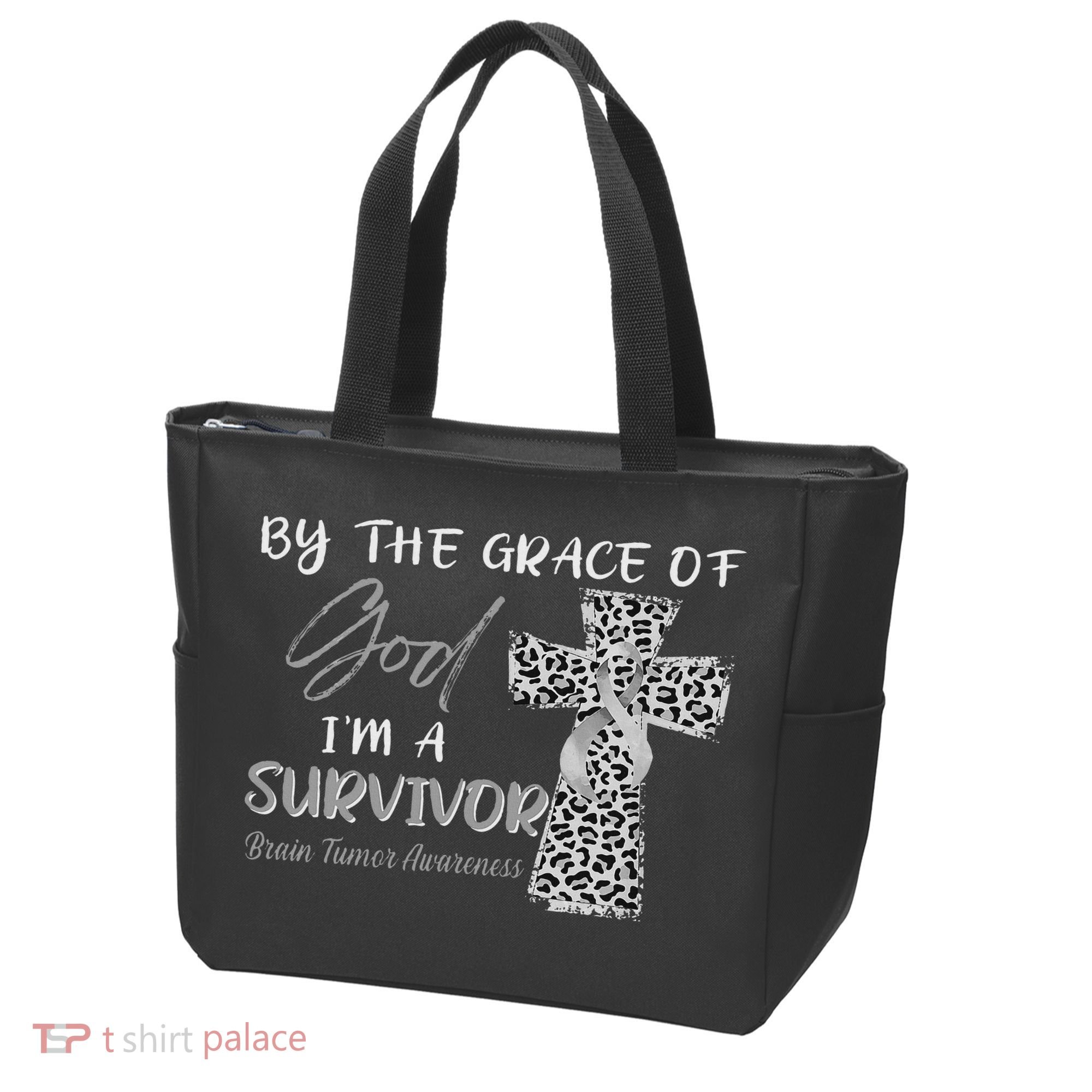 I'm A Survivor Brain Tumor Awareness Grey Ribbon Tote Bag