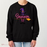 I'm A Survivor Halloween Breast Cancer Awareness Witch Women's Sweatshirt thumb 0