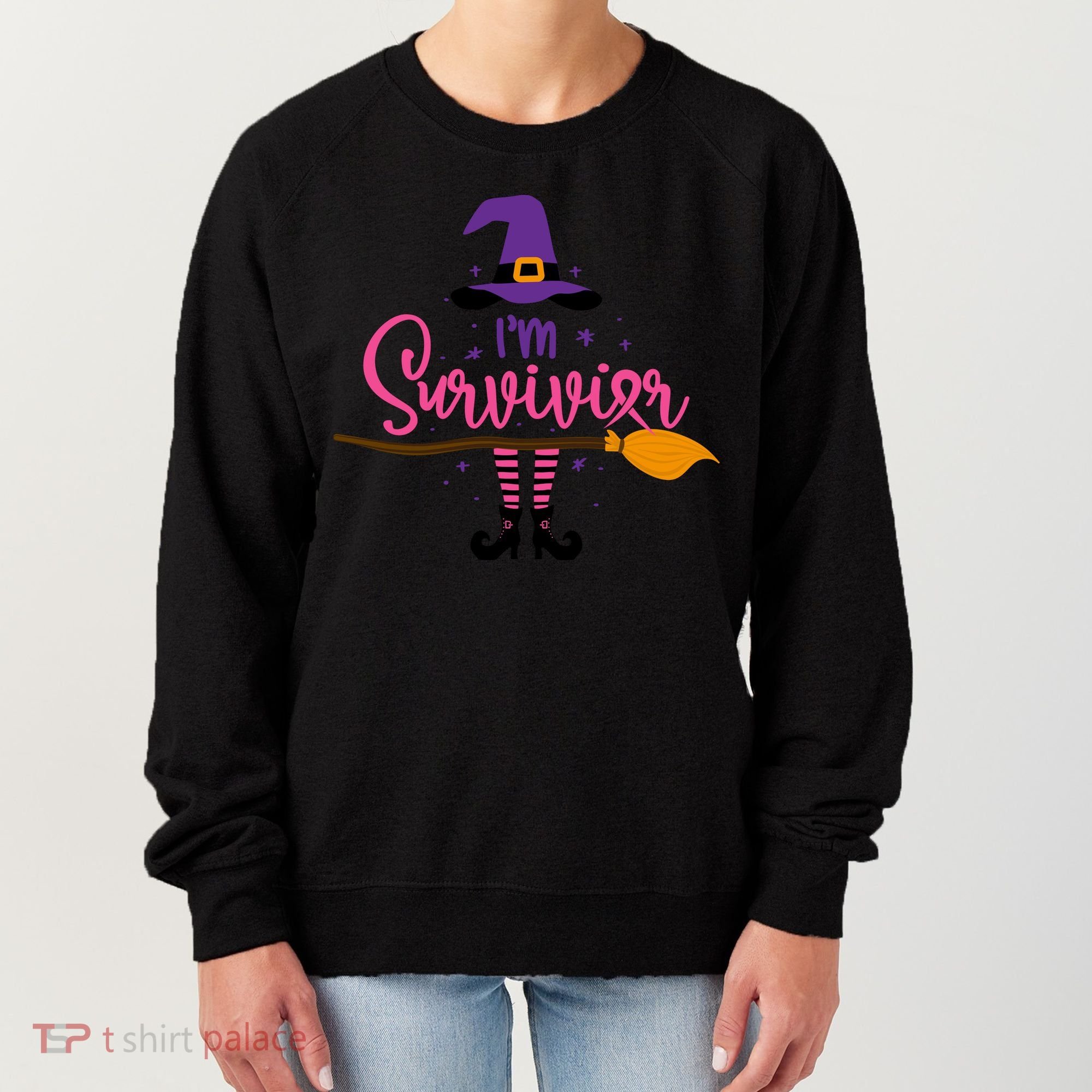 I'm A Survivor Halloween Breast Cancer Awareness Witch Women's Sweatshirt