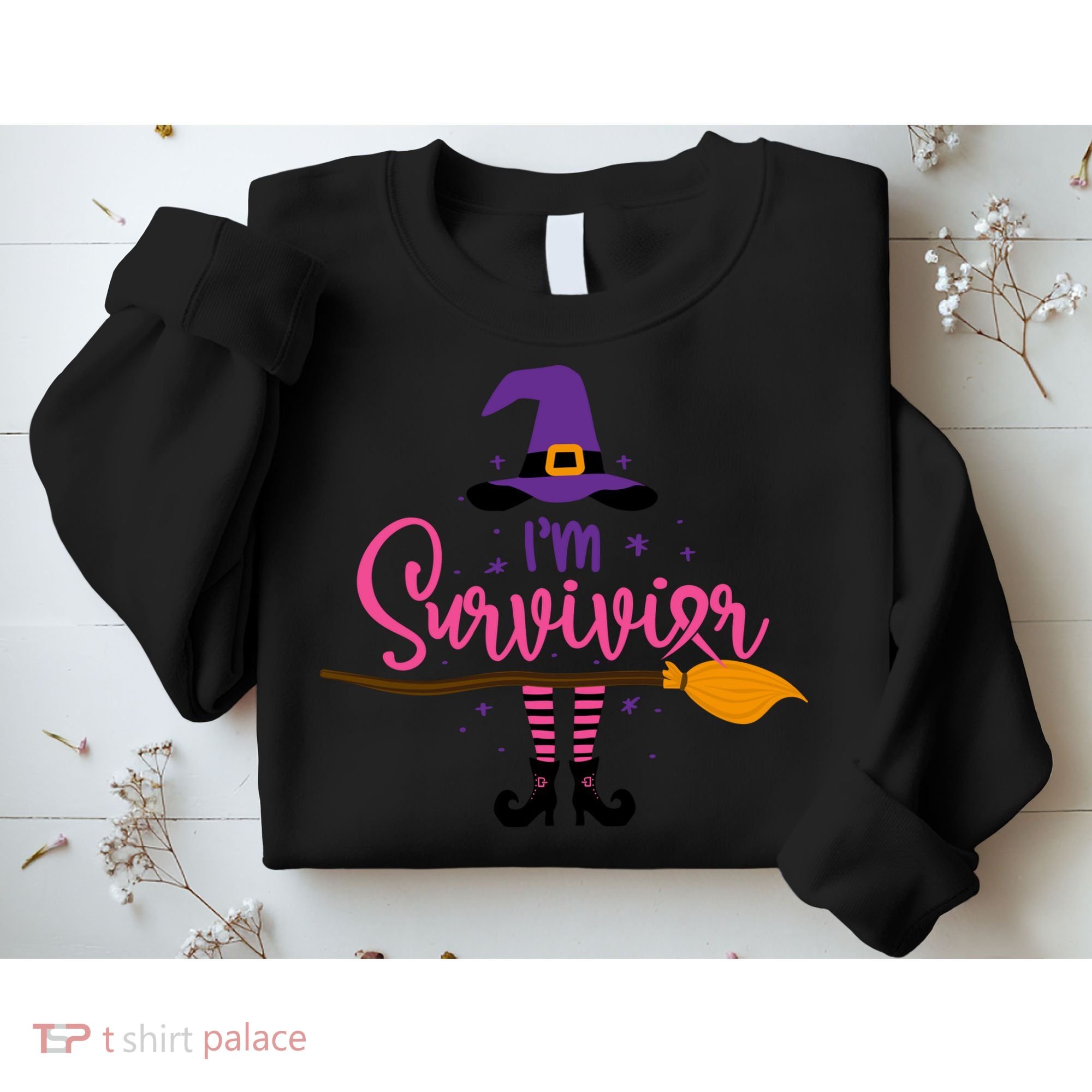 I'm A Survivor Halloween Breast Cancer Awareness Witch Sweatshirt