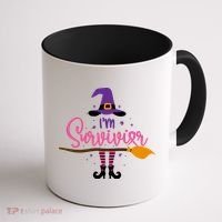 I'm A Survivor Halloween Breast Cancer Awareness Witch Coffee Mug thumb 1