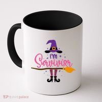 I'm A Survivor Halloween Breast Cancer Awareness Witch Coffee Mug thumb 0