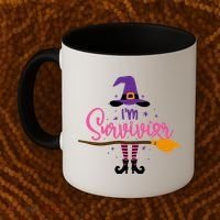 I'm A Survivor Halloween Breast Cancer Awareness Witch Coffee Mug thumb 2