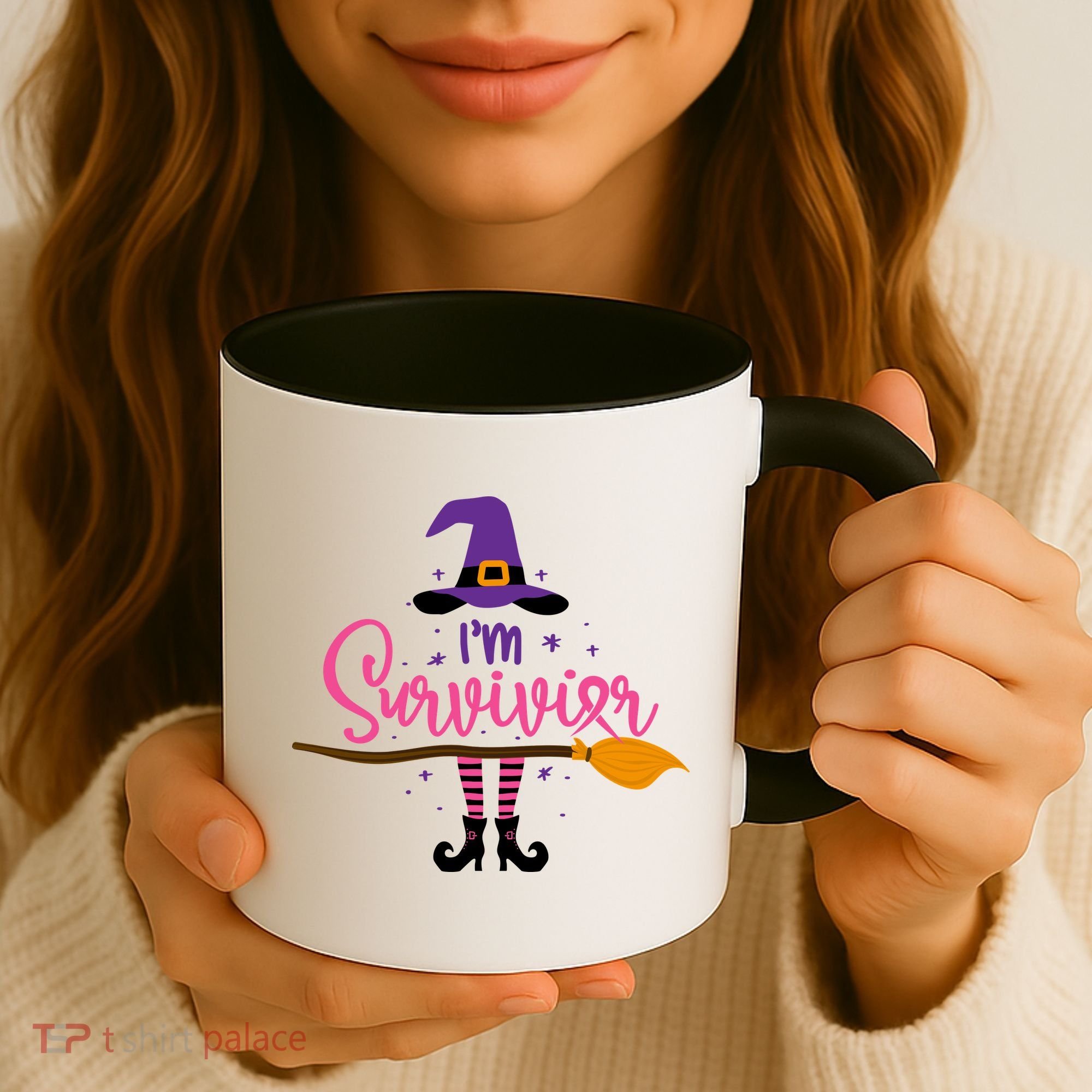 I'm A Survivor Halloween Breast Cancer Awareness Witch Coffee Mug
